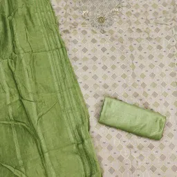 KALINI Embellished Unstitched Dress Material image 4