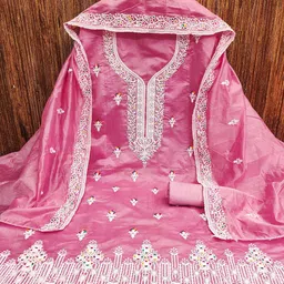 LeeliPeeri Designer Embroidered Unstitched Dress Material image 2