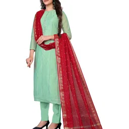 MANVAA Striped Woven Design Unstitched Dress Material image 3