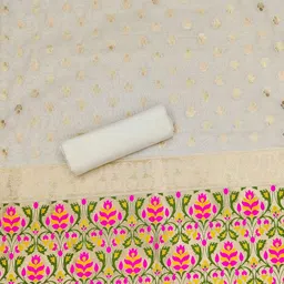 KALINI Ethnic Motifs Woven Design Zari Chanderi Cotton Unstitched Dress Material image 2