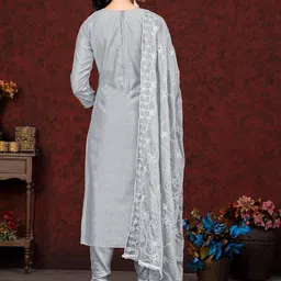 MANVAA Floral Embroidered Unstitched Dress Material image 5