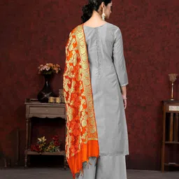 SHADOW & SAINING Woven Design Embroidered Unstitched Dress Material image 3