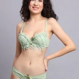 Nakshu Lace Self Design Lightly Padded Bra With Basic Brief-picture-14