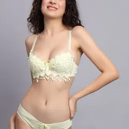 Nakshu Lace Self Design Lightly Padded Bra With Basic Brief-picture-13