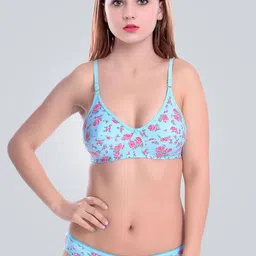 Aamarsh Floral Printed Non-Padded Cotton Bra & Briefs Lingerie Set-picture-35