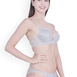BRACHY Lace Heavily Padded Push Up Bra With Low-Rise Brief image 3