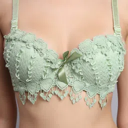 Nakshu Lace Self Design Lightly Padded Bra With Basic Brief image 2