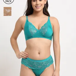 Friskers Women Pack of 2 Blue & Beige Non padded Spandex Lingerie set- 2O-305-36-308-09-30-picture-12