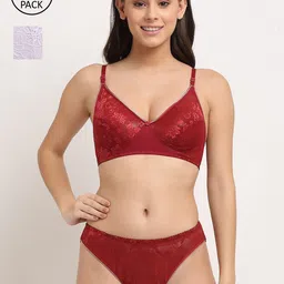 Friskers Pack of 2 Self Design Lingerie Set-image-91