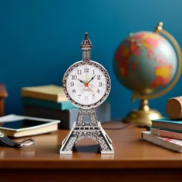 spiaty Analog Silver Clock image 1