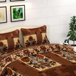 vedanika Fleece Double Flat 160 TC Floral Bedsheet image 2