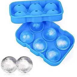 ditcafos Flexible Non Stick Silicone Ice Cube Tray Ball Maker for Bar Accessories Juice Whisky Cocktail Drinks, Ice Ball Makers for Fridge - Ice Trays Blue Silicone Ice Ball Tray image 2