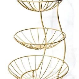 the trend city Metal Wire 3 tier Golden Fruit Basket 18 inches by height Iron Fruit & Vegetable Basket-picture-27