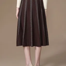 kazo Women Printed A-line Brown Skirt image 4