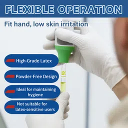 glovery Disposable White Latex Examination Gloves | Puncture & Tear Resistant, Small Latex Safety Gloves image 3