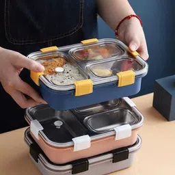 xxssier 3 Compartment Insulated Lunch Box Stainless Steel Tiffin Box for Boys, Girls 3 Containers Lunch Box-picture-21