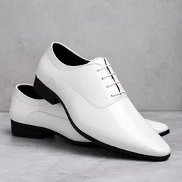 shoe island Patent Leather White Lace-Up Office Party Wear Shine Formal Shoes For Men Lace Up For Men-picture-11