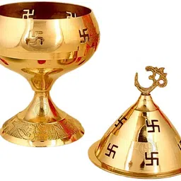 DSH Brass Diya Om and Swastik Symbol Decorative Akhand Diya for Puja . Brass Table Diya image 4