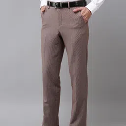 Van Heusen Men Textured Checked Custom Fit Formal Trousers image 2