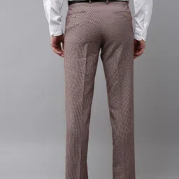 Van Heusen Men Textured Checked Custom Fit Formal Trousers image 3