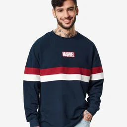 The Souled Store Men Colourblocked Oversize Fit Cotton Oversized T-Shirt image 1
