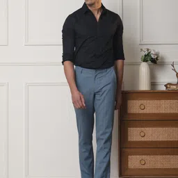 SUBTRACT Men Checked Slim Fit Wrinkle Free Formal Trousers image 4
