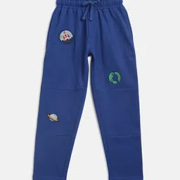 Lil Tomatoes Boys Blue Printed Pure Cotton Straight-Fit Joggers-image-54