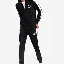 Puma Men Black & White Striped Iconic T7 Slim-Fit Joggers-picture-14