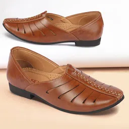 FAUSTO Men Textured Laser Cut Lightweight Mojaris image 1