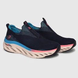 Skechers Women Navy Blue Woven Design Slip-On Sneakers-image-32