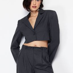 Trendyol Single-Breasted Crop Casual Blazer-picture-30