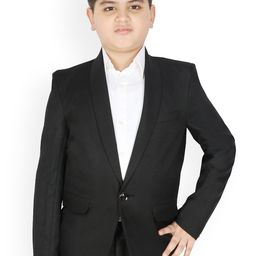 SG YUVRAJ Boys Black Solid Single-Breasted Blazer-picture-21