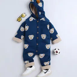 Yellow Apple Infants Printed Hooded Neck Rompers-image-20