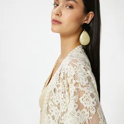 Koton Self Design Cotton Open Front Shrug-picture-20