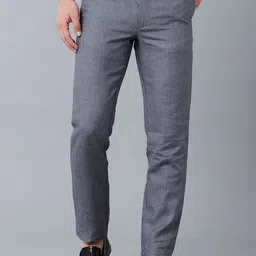 Linen Club Men Slim Fit Pure Linen Formal Sustainable Trouserss-image-2