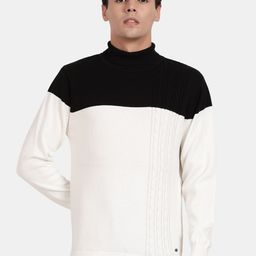 t-base Colourblocked Turtle Neck Ribbed Cotton Pullover-picture-36