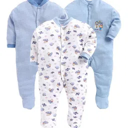 EIO Infant Kids Pack of 3 Printed Cotton Sleepsuits-picture-38