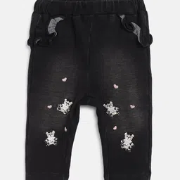 Chicco Girls Black Floral Printed Relaxed Regular fit Trousers-picture-31