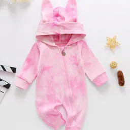 StyleCast Infants Girls Pink Tie & Dye Printed Hooded Rompers-picture-30