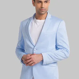 Park Avenue Men Blue Solid Single-Breasted Casual Blazer-picture-21