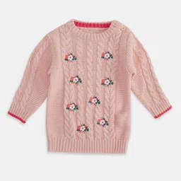 Pantaloons Junior Girls Pink & White Floral Embroidered Pullover-picture-39