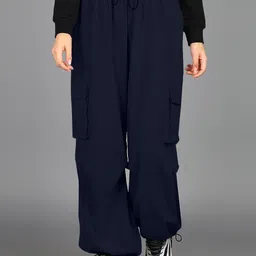 The Roadster Lifestyle Co. Navy Blue Women Baggy Fit High-Rise Parachute Jogger Trouser-image-92