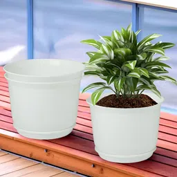 Kuber Industries Sawera White 3 Pcs Flower Pot Planters With Tray-picture-35