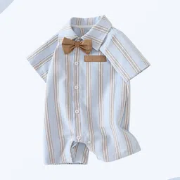 StyleCast Infant Boys Blue Striped Rompers-picture-43