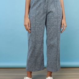 Freehand by The Indian Garage Co Women Navy Blue Straight Fit Parallel Trousers-picture-21