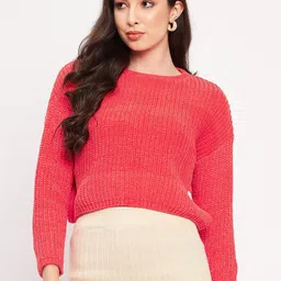 Duke Self Design Cable Knit Acrylic Crop Pullover-picture-36
