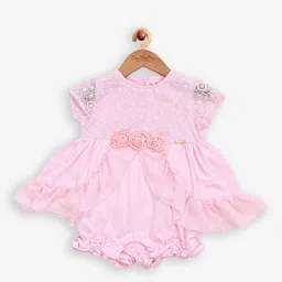 One Friday Girls Floral Self Design Cotton Dress-picture-33