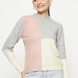 Madame Colourblocked Round Neck Pullover Sweaters-picture-27