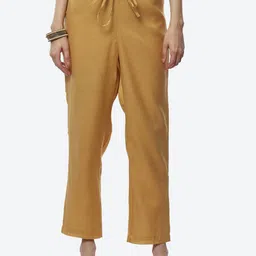 Biba Women Beige Relaxed Trousers-image-56