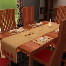 Home Heart STAR COLLECTION Beige & Burgundy Pure Cotton Table Runners-image-30